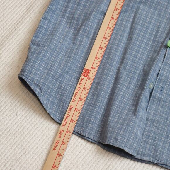 Columbia XL Short Sleeve Button-Up Shirt Blue Plaid Cotton - Picture 4 of 8